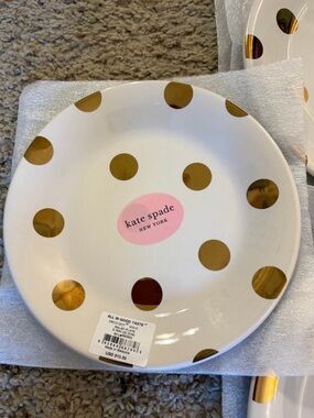 Kate Spade Gold Metallic Polka Dot Salad Plates